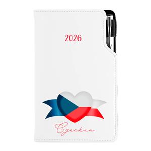 Diary DESIGN weekly pocket 2026 PL - white - Czech - flag
