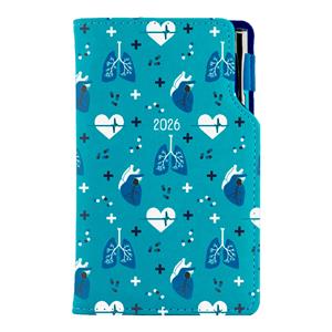 Diary DESIGN weekly pocket 2026 SK - turquoise - Doctor - heart