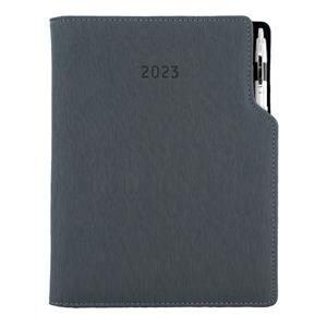 Diary GEP with ballpoint daily A4 2023 - grey