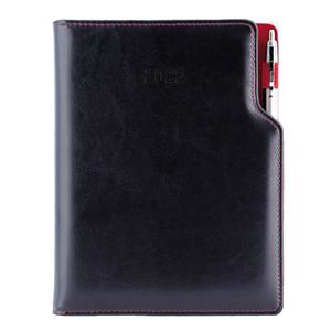 Diary GEP with ballpoint daily A4 2023 Polish - black/red velvet