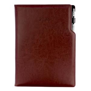 Diary GEP with ballpoint daily A4 2023 Polish - brown