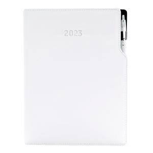 Diary GEP with ballpoint daily A4 2023 - white/white stiching