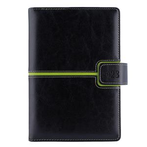 Diary MAGNETIC daily A5 2023 Czech - black/green