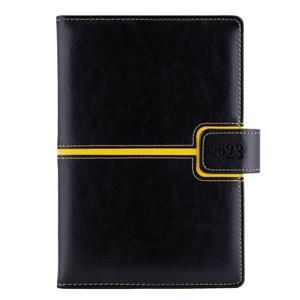 Diary MAGNETIC daily A5 2023 Czech - black/yellow