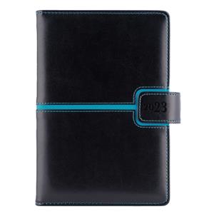 Diary MAGNETIC daily A5 2023 Polish - black/turquoise