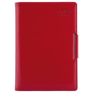 Diary METALIC weekly A5 2025 Czech - red