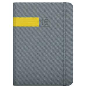 Diary Twill Daily B6 grey - gold