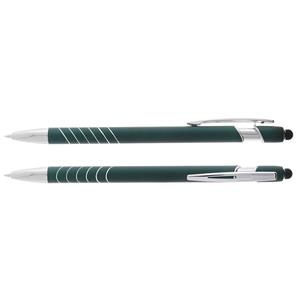 Fatin aluminum ballpoint pen with end touch element for writing on touch devices - dark green