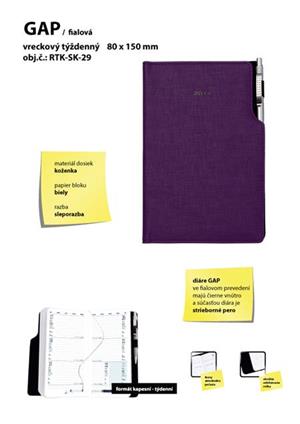 GEP kapesní slovenský diář 80x150 mm fialová