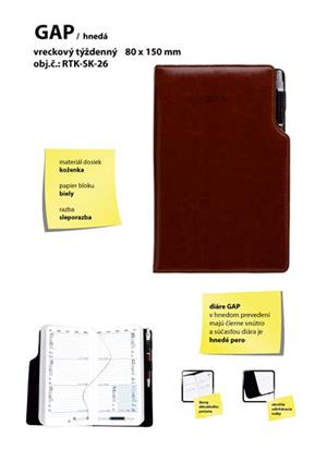 GEP kapesní slovenský diář 80x150 mm hnědá