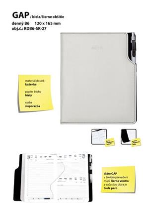 GEP slovenský denní diář B6 bílá - černé obšití