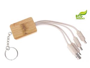 Jamie USB key fob with adapters - light wood