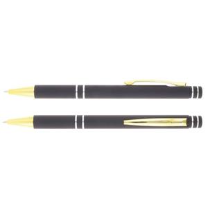 Luxury metal ballpoint pen Augustine with gold-plated parts and push mechanism - black