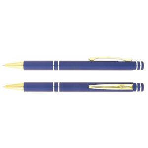 Luxury metal ballpoint pen Augustine with gold-plated parts and push mechanism - blue