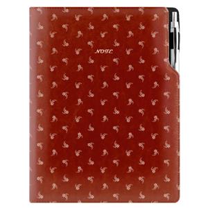 Note DESIGN A4 dotted - brown - white flower