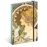 Note unlined A5 - Alphonse Mucha - Feather