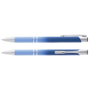 Ostran aluminum ballpoint pen with rubberized barrel - light blu/bue