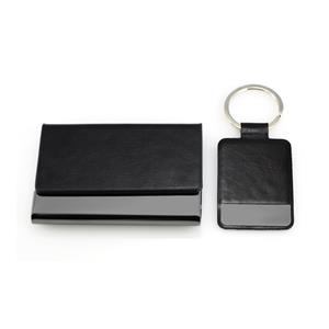 Set of business card holder and keychain REDO - black/graphite
