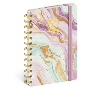 Spiral 18-month diary Petito - Pink Marble 2025/2026