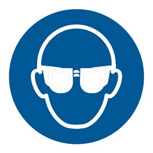 STOSUJ OKULARY OCHRONNE - SYMBOL, naklejka 100x100