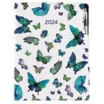 Tagebuch DESIGN täglich A4 2024 CZ - Blaue Schmetterlinge
