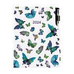 Tagebuch DESIGN täglich B6 2024 CZ - Blaue Schmetterlinge