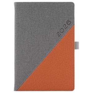 Tagebuch DIEGO täglich A5 2026 Tschechisch - grau/orange
