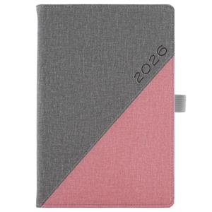 Tagebuch DIEGO täglich A5 2026 Tschechisch - grau/rosa
