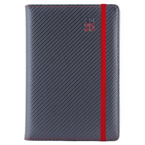 Tagebuch ELASTIC täglich A5 2025 Tschechisch – Graphit/rotes Gummi