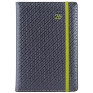 Tagebuch ELASTIC täglich A5 2026 Tschechisch – Graphit/grüner Gummi