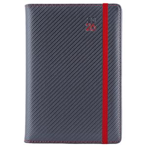 Tagebuch ELASTIC täglich A5 2026 Tschechisch – Graphit/rotes Gummi