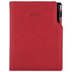 Tagebuch GEP mit Stift – täglich A5 2024 Tschechisch - Rot Pastell
