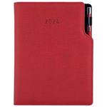 Tagebuch GEP mit Stift – täglich A5 2024 Tschechisch - Rot Pastell