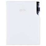 Tagebuch GEP mit Stift – täglich A5 2024 Tschechisch - weiß/weißer Besatz