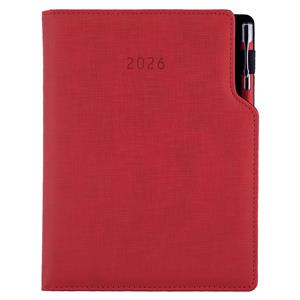 Tagebuch GEP mit Stift – täglich A5 2026 Tschechisch - Rot Pastell