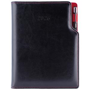 Tagebuch GEP mit Stift – täglich A5 2026 Tschechisch - schwarz/rote Innenausstattung