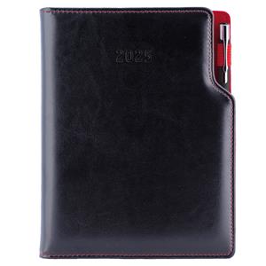 Tagebuch GEP mit Stift – wöchentlich A5 2025 Tschechisch - schwarz/rote Innenausstattung