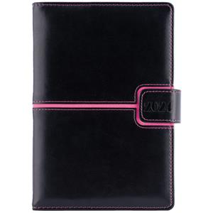 Tagebuch MAGNETIC täglich A5 2024 Tschechisch - schwarz/rosa