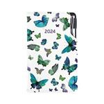 Taschentagebuch DESIGN wöchentlich A5 2024 CZ - Blaue Schmetterlinge