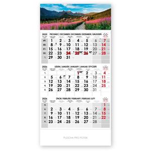 Threemonth Wall calendar Trio Czech 2026 Landscape - gray