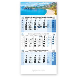 Threemonth Wall calendar Trio Czech 2026 Sea - blue