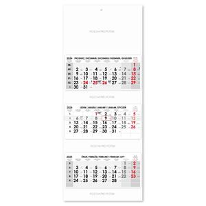 Threemonths Wall Calendar Trio stacked Czech 2025 - grey