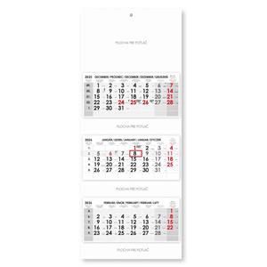 Threemonths Wall Calendar Trio stacked Slovak 2026 - grey