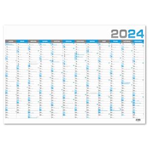 Wall Annual Calendar 2024 B1 - blue