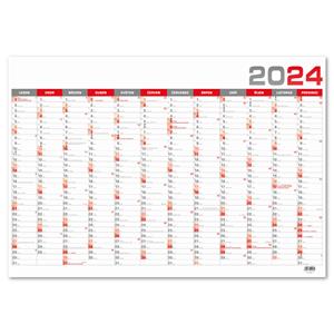 Wall Annual Calendar 2024 B1 - red