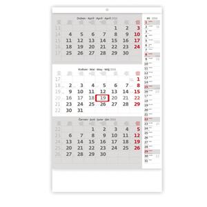 Wall Calendar 2016 Threemonths gray with Note