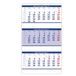 Wall Calendar 2016 Threemonths stacked blue