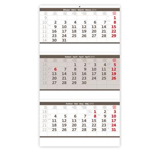 Wall Calendar 2016 Threemonths stacked gray