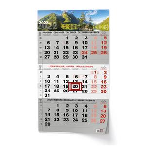 Wall Calendar 2022 3-months Black - Nature