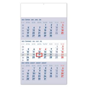 Wall Calendar 2023 3 months standard - blue CZ